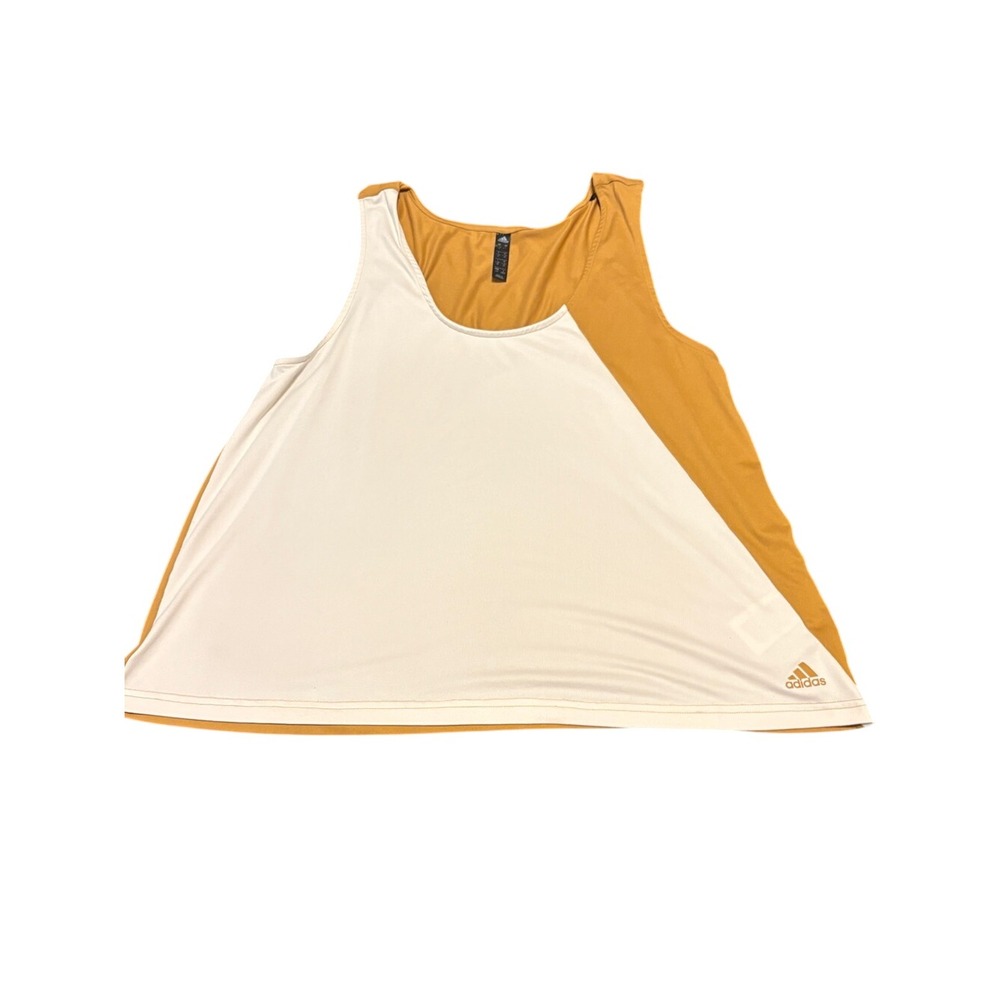 adidas Women's White and Mustard Yellow Performance Tank